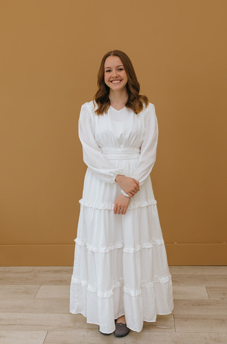 dressed in white temple dresses Violet Temple Dress White / XL