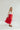 red floral tiered midi skirt