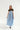 blue inch wide strap jumper with ankle length and form fitting bodice.