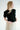 black puff sleeve button up top