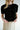 black puff sleeve button up top