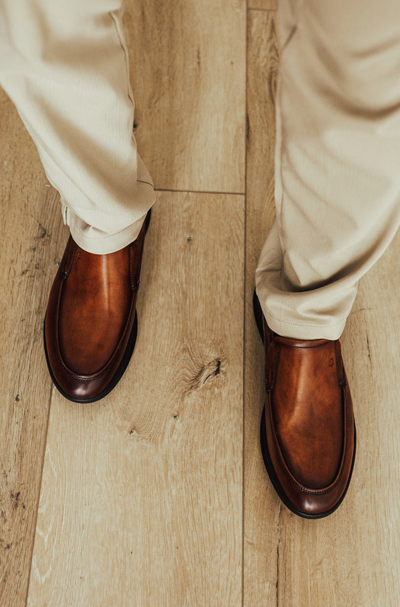 Robbins Brooks Hinckley Apron Toe Slip-on Tan