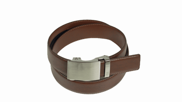 Silver buckle with Mocha leather strap — Slider Belt