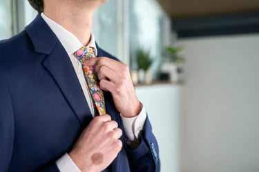 R&B Tie Blue with Overlapping Floral