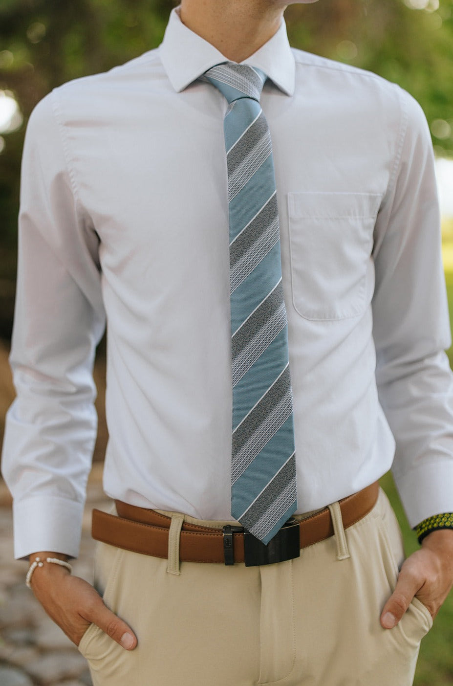 R&B Lt. Blue Tie w/ Texture Stripe