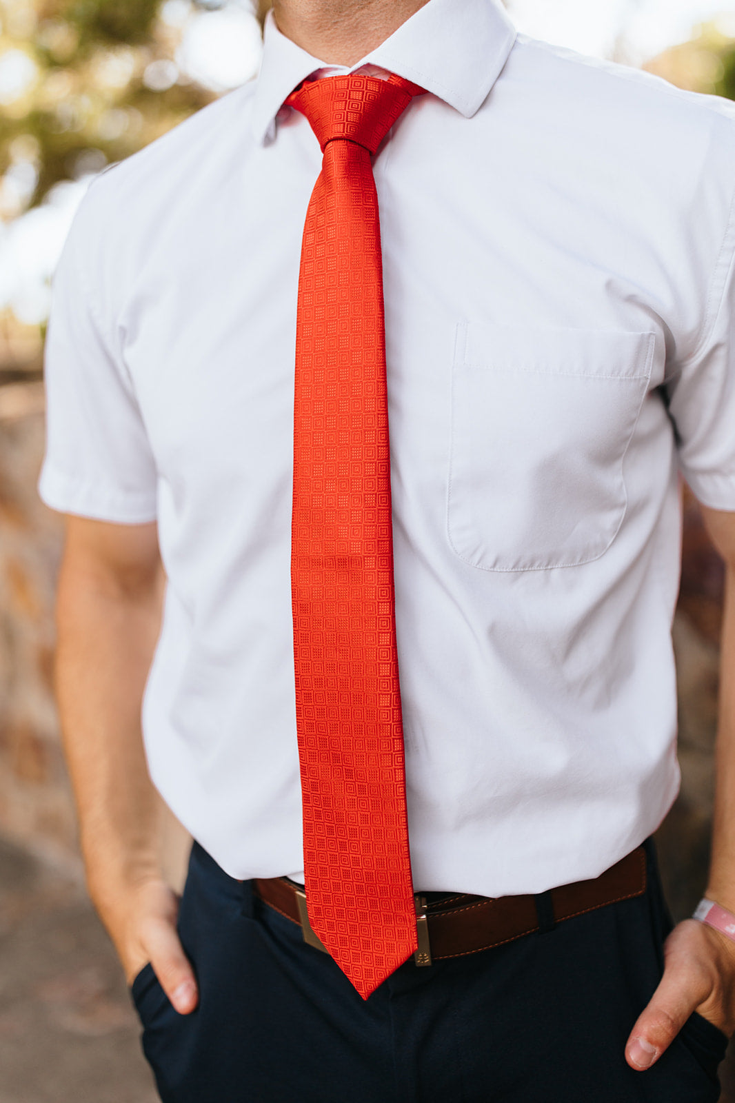 R&B Red Square Pattern Tie