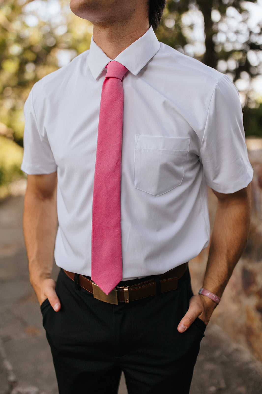 white dress shirt pink tie How to Style a Pink Tie with Dots