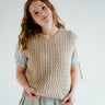 tan cable knit short sleeve top