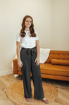 Dress Slacks-Sisters - Emma High Waist Pants Two Charcoal