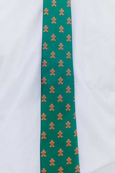 R&B Christmas Tie Microfiber Green Gingerbread