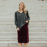Skirts - Carrie Stretch Velvet Skirt Burgundy