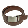 Silver buckle with Mocha leather strap — Slider Belt
