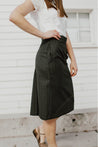 Allison Skirt - Poly/Wool Allison Skirt Charcoal Pinstripe
