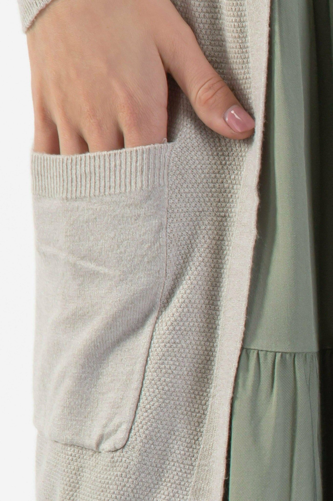 Cardigan Sweater - Soft Knit Cardigan High Gage - Warm Grey