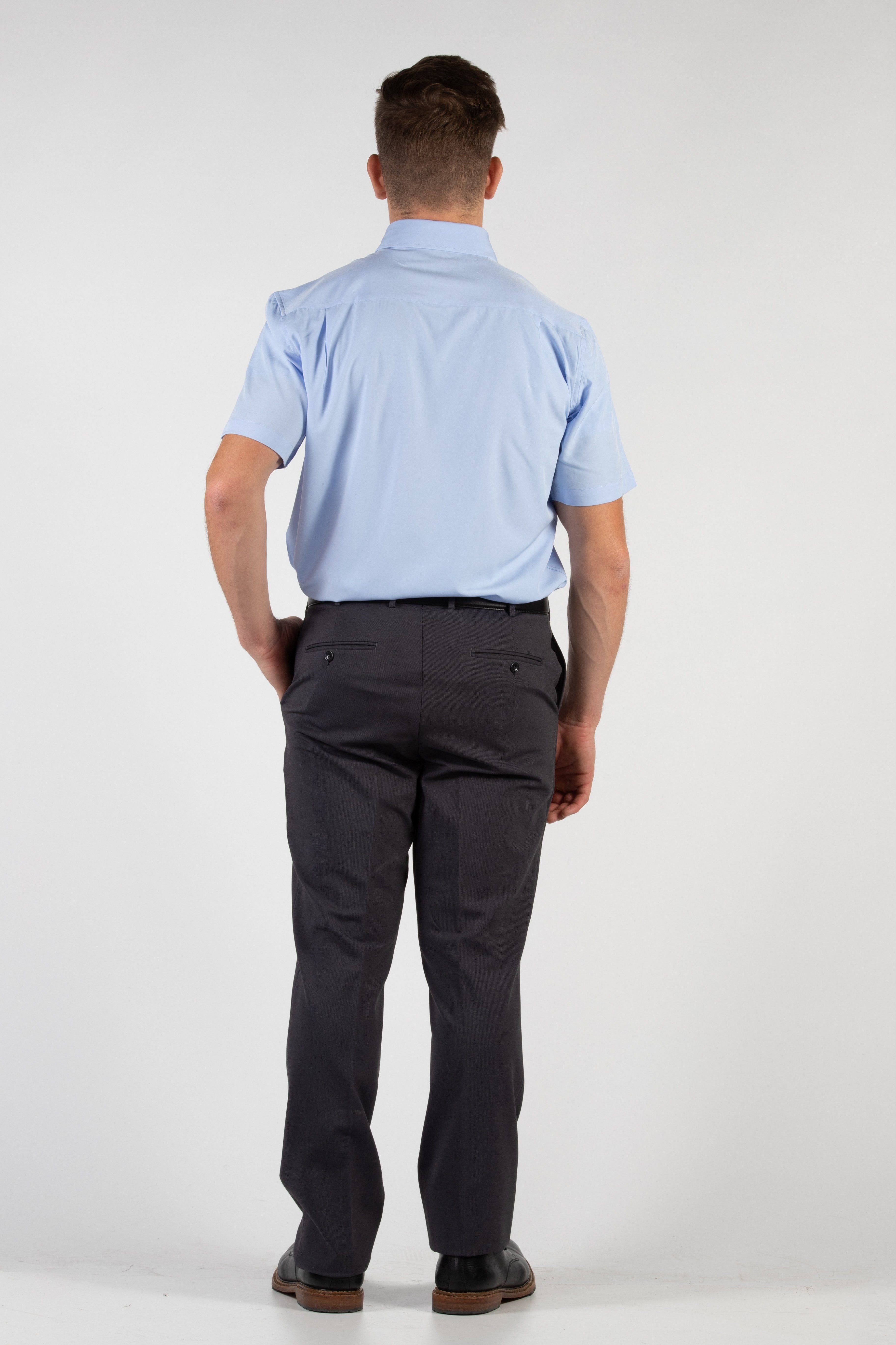 Robbins & Brooks 4-Way Flex Blue Dress Shirt Short Sleeve 14 Robbins & Brooks 4-Way Flex Blue Dress Shirt Short Sleeve 14