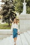 Skirts - Carrie Stretch Velvet Skirt Azure