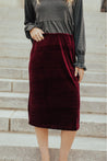 Skirts - Carrie Stretch Velvet Skirt Burgundy