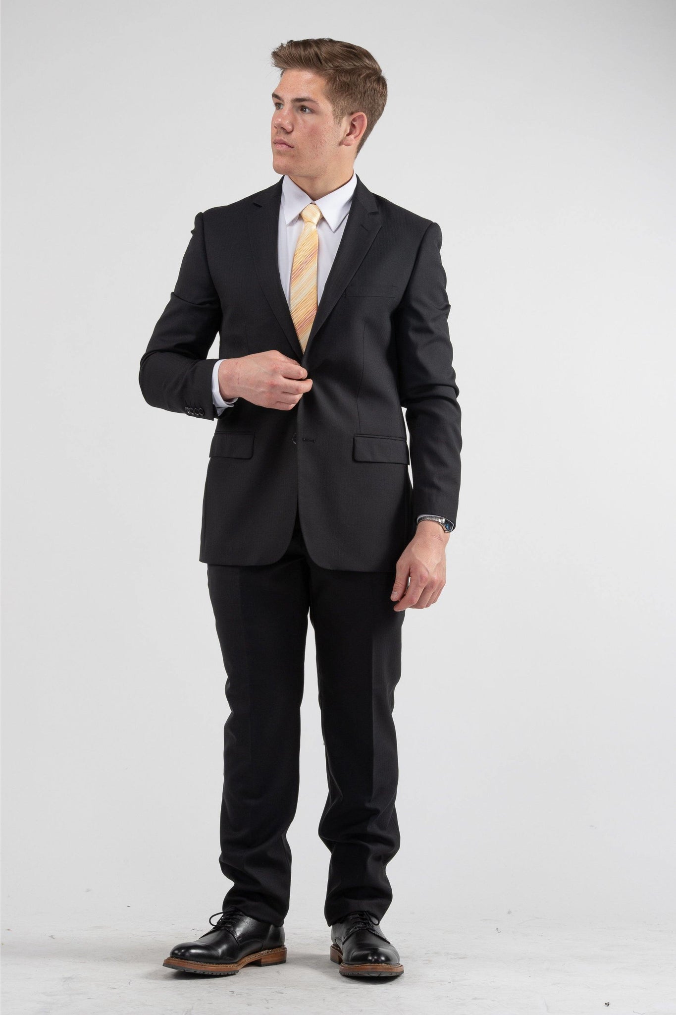 Suits - Wool-Blend Slim-Fit Suit Black Herringbone