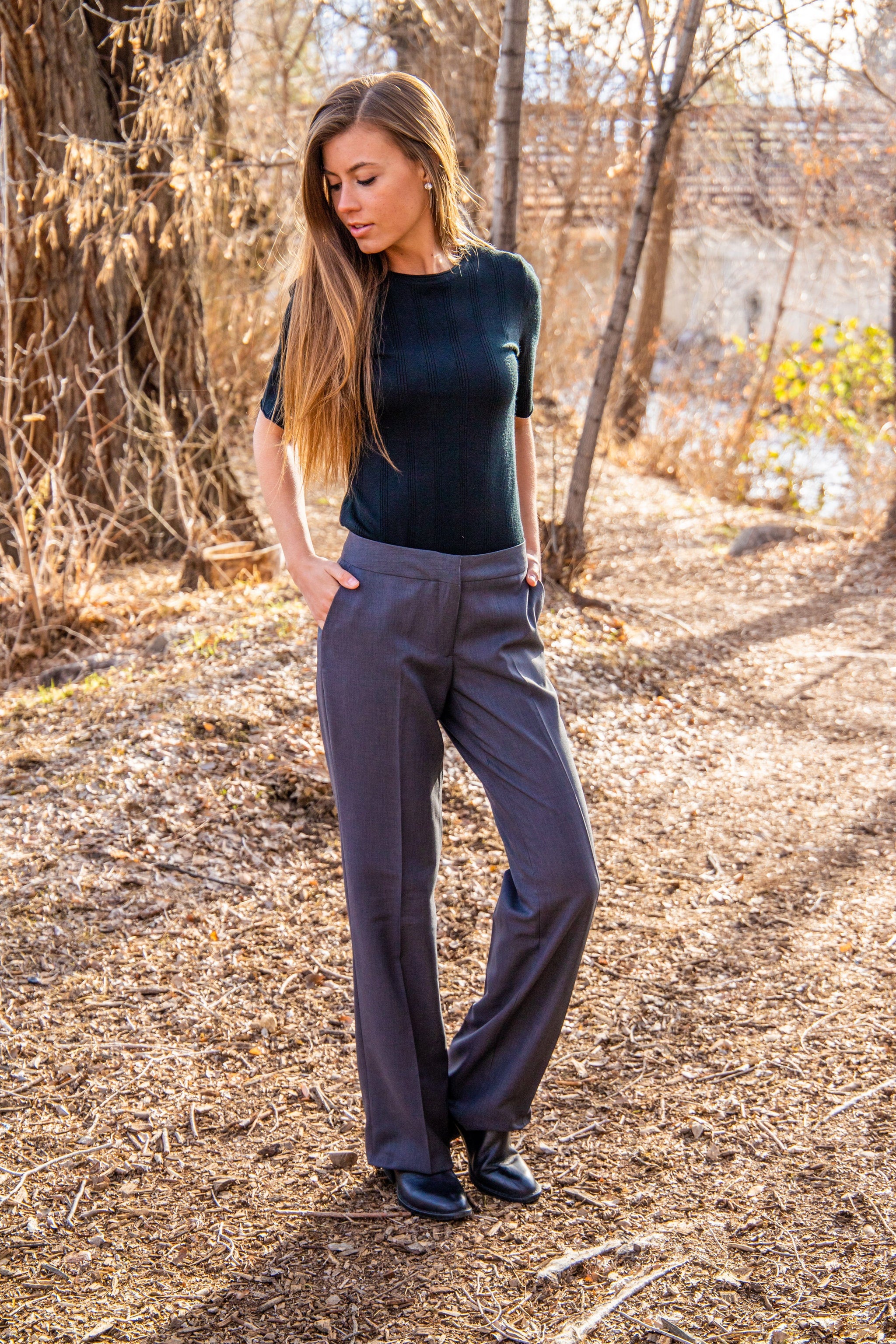 Betabrand Button Fly Dress Pants for Women